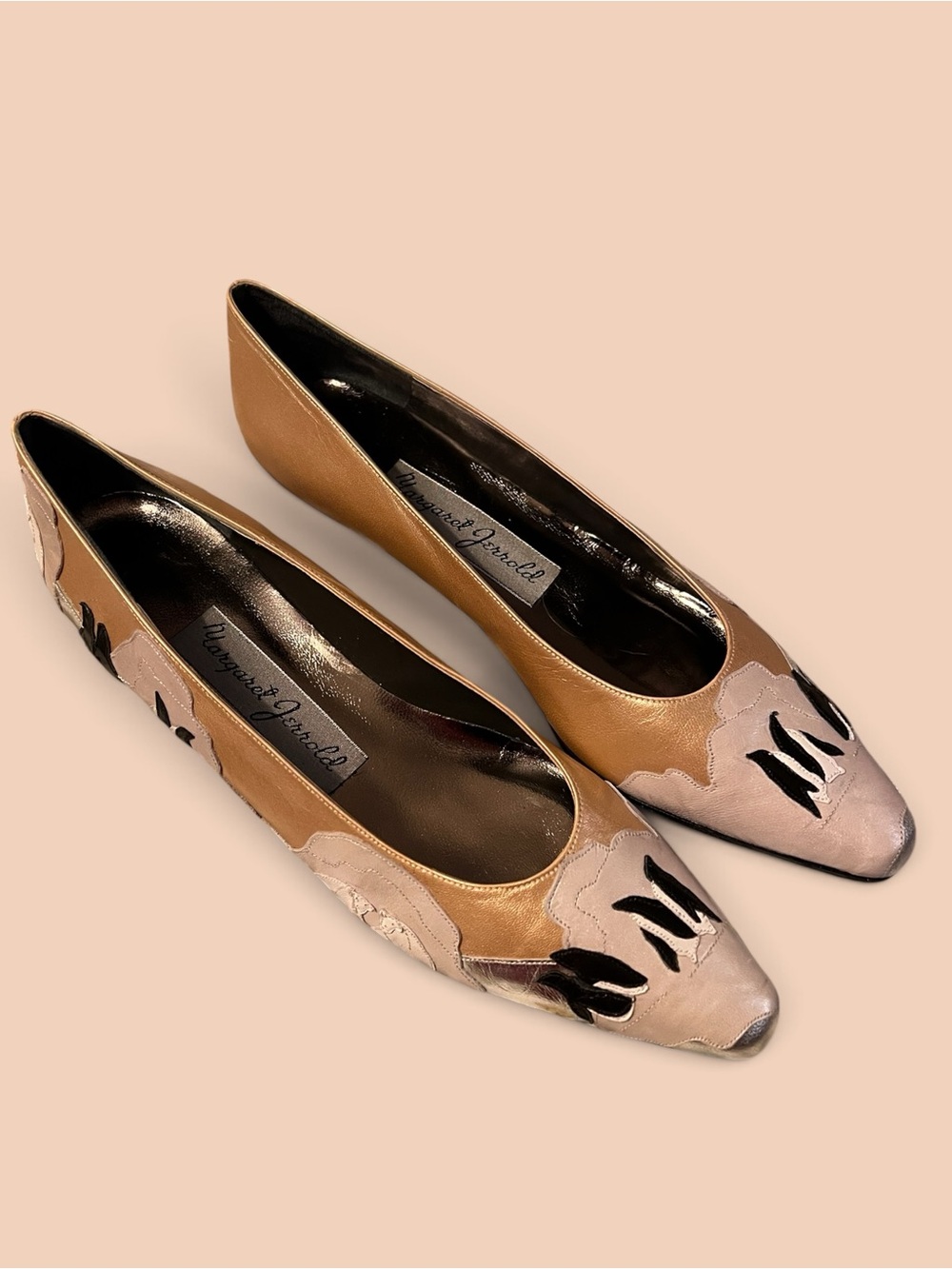 Vintage Margaret Jerrold Pointed Toe Flats with penguin and polar bear design.